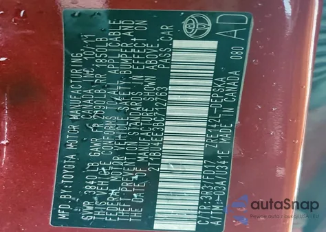 2011 Toyota Corolla Base from USA, damaged, VIN 2T1BU4EE3BC712763